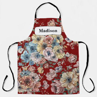 Elegante moderne pastelbloemen gepersonaliseerd ca schort