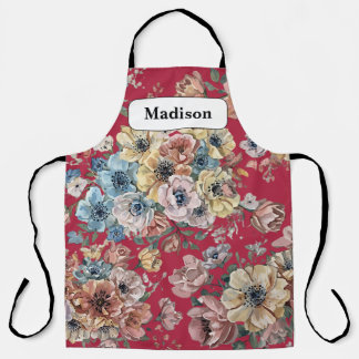Elegante moderne pastelbloemen gepersonaliseerd ca schort