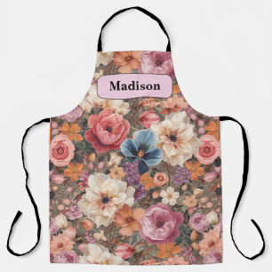 Elegante moderne pastelbloemen gepersonaliseerd ca schort