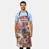 Elegante moderne pastelbloemen gepersonaliseerd ca schort (Gedragen)