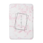 elegante moderne pastelroze en witte faux marmer badmat (Voorkant Verticaal)