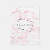 elegante moderne pastelroze en witte faux marmer fleece deken (Voorkant)