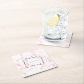 elegante moderne pastelroze en witte faux marmer kartonnen onderzetters (Insitu)