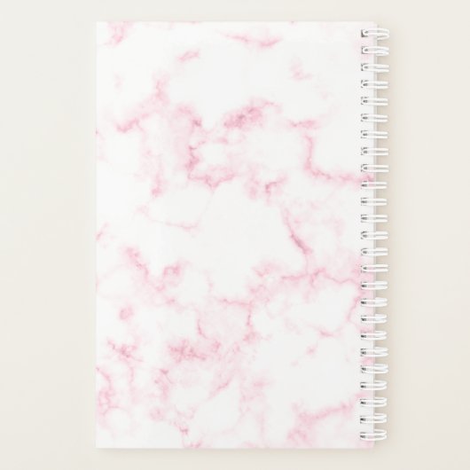 elegante moderne pastelroze en witte faux marmer planner (Achterkant)