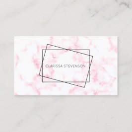 elegante moderne pastelroze en witte faux marmer visitekaartje