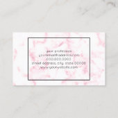 elegante moderne pastelroze en witte faux marmer visitekaartje (Achterkant)