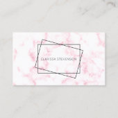 elegante moderne pastelroze en witte faux marmer visitekaartje (Voorkant)