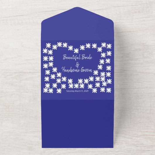 Elegante moderne patriottische 4 juli bruiloft all in one uitnodiging (Buitenkant)