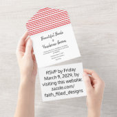 Elegante moderne patriottische 4 juli bruiloft all in one uitnodiging (Afscheurbaar)