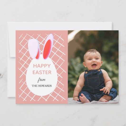 Elegante moderne patronen Gelukkig Pasen foto Feestdagenkaart (Voorkant)