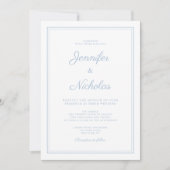 Elegante moderne poeder blauw script bruiloft kaart (Voorkant)