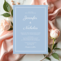 Elegante moderne poeder blauw script bruiloft