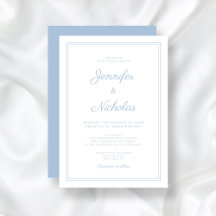 Elegante moderne poeder blauw script bruiloft