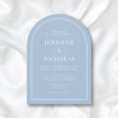 Elegante moderne poeder blauwe boog bruiloft kaart