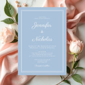 Elegante moderne poederblauwe script bruiloft kaart