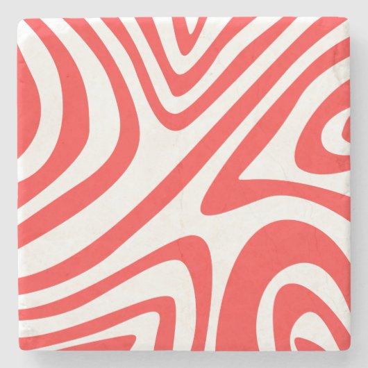 Elegante moderne preppy rode golfslag abstract stenen onderzetter (Voorkant)