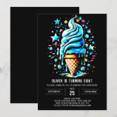 Elegante Moderne Printable Jongen Ijs Verjaardag Kaart (Voorkant / Achterkant)