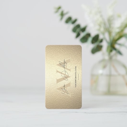 Elegante moderne professionele faux gouden handtek visitekaartje (Staand voorkant)