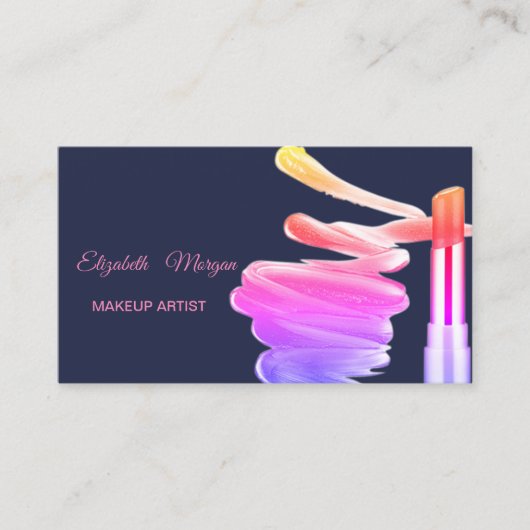 Elegante Moderne Professionele Lippenstift Visitekaartje (Voorkant)