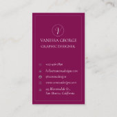 Elegante moderne professionele rode monogram foto visitekaartje (Achterkant)