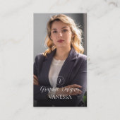 Elegante moderne professionele rode monogram foto visitekaartje (Voorkant)