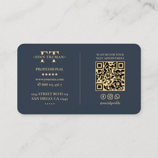 Elegante moderne professionele thuiskeuken donkerb visitekaartje (Achterkant)