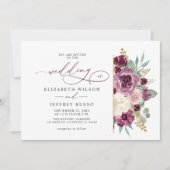 Elegante moderne pruim gouden botanische bloemen b kaart (Voorkant)