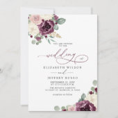 Elegante moderne pruim gouden botanische bloemen b kaart (Voorkant)