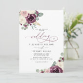 Elegante moderne pruim gouden botanische bloemen b kaart (Staand voorkant)