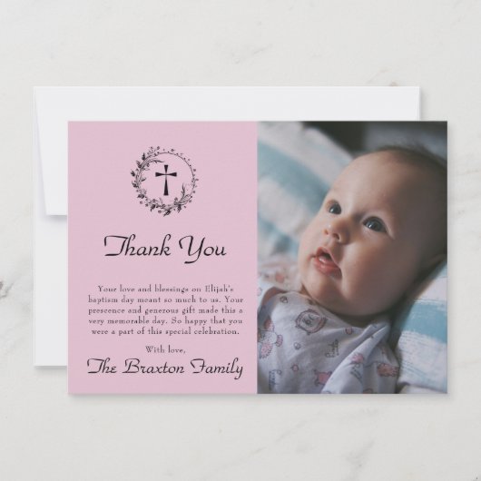 Elegante moderne pure witte doop dank u kaart (Voorkant)