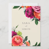 elegante moderne QR-code bloemenbruiloft Kaart (Achterkant)