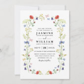 Elegante moderne QR-code bruiloft met wilde bloeme Kaart (Voorkant)