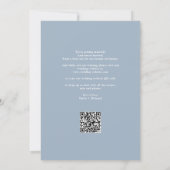 Elegante moderne QR-code Dusty Blue Wedding Save The Date (Achterkant)
