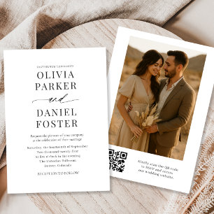 Elegante Moderne QR Code Foto Bruiloft Kaart