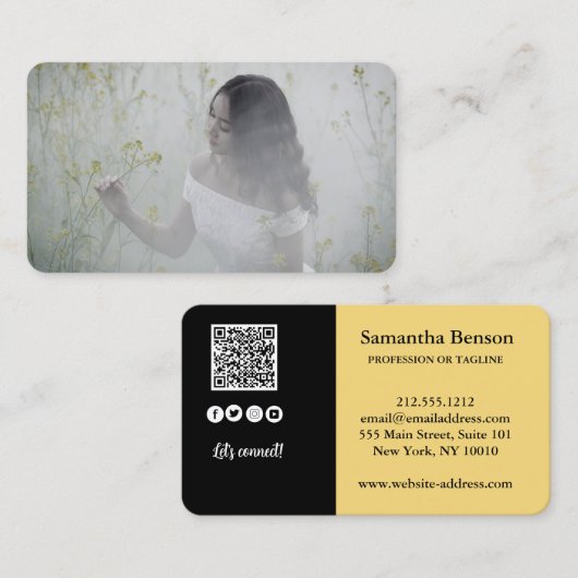 Elegante moderne QR-code foto sociale media pictog Visitekaartje (Voorkant / Achterkant)