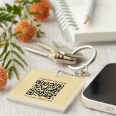Elegante moderne QR-code gouden kleur dubbelzijdig Sleutelhanger (Voorkant Rechts)
