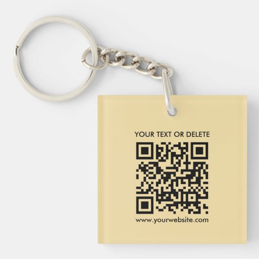 Elegante moderne QR-code gouden kleur dubbelzijdig Sleutelhanger (Voorkant)