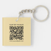 Elegante moderne QR-code gouden kleur dubbelzijdig Sleutelhanger (Achterkant)