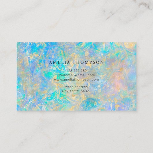 Elegante Moderne QR Code Gouden Opaal Steen Visitekaartje (Achterkant)