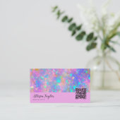 Elegante Moderne QR-code Paarse Goud Vuur Opal Ste Visitekaartje (Staand voorkant)