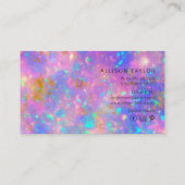 Elegante moderne QR-code Paarse gouden vuur opaals Visitekaartje (Achterkant)