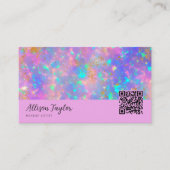 Elegante moderne QR-code Paarse gouden vuur opaals Visitekaartje (Voorkant)
