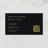 Elegante moderne QR-code Premium Black Luxury Visitekaartje (Achterkant)