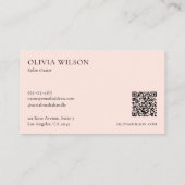 Elegante moderne QR-code Professional Blush Pink Visitekaartje (Achterkant)