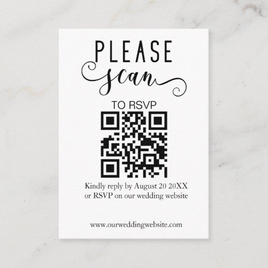 Elegante Moderne QR Code RSVP Bruiloft Informatiekaartje (Voorkant)
