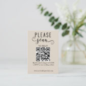 Elegante Moderne QR Code RSVP Bruiloft Informatiekaartje (Staand voorkant)