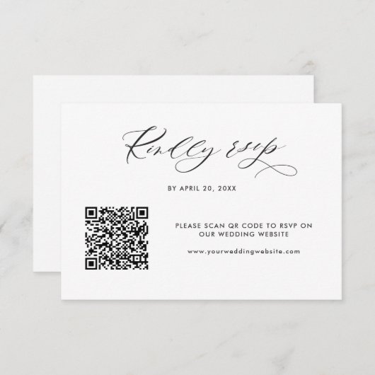 Elegante Moderne QR Code RSVP Online Bruiloft Informatiekaartje (Voorkant / Achterkant)