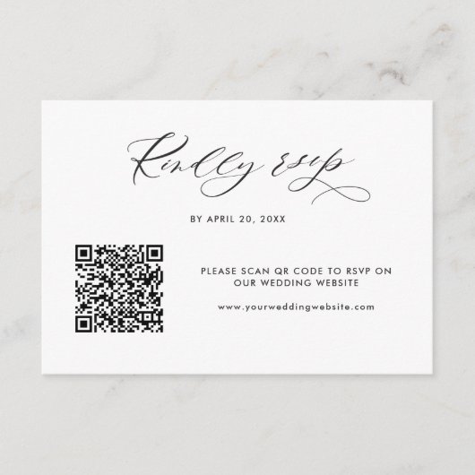 Elegante Moderne QR Code RSVP Online Bruiloft Informatiekaartje (Voorkant)