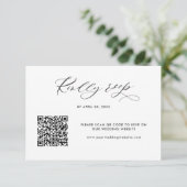 Elegante Moderne QR Code RSVP Online Bruiloft Informatiekaartje (Staand voorkant)
