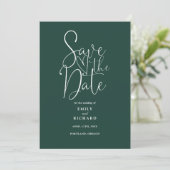 Elegante moderne QR-code smaragdgroene bruiloft Save The Date (Staand voorkant)
